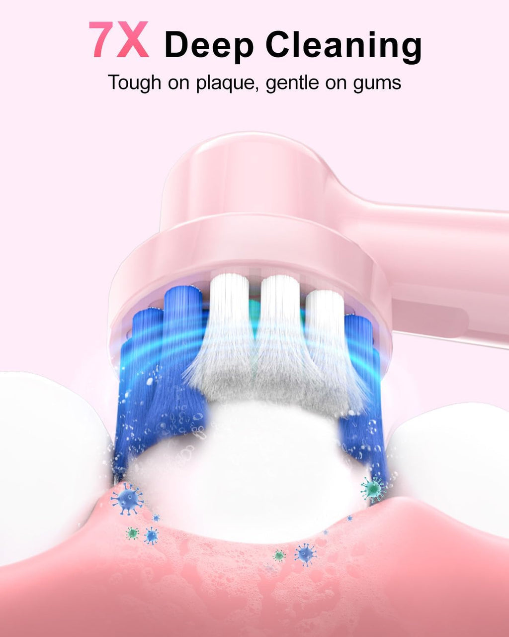 Rtauys R6 Rotating Electric Toothbrush for Adults, Fast Charge, Come with 8 Brush Heads (2 Types) and Travel Case, 5 Modes, 50000VPM Powered Toothbrush, 2 Minute Timer