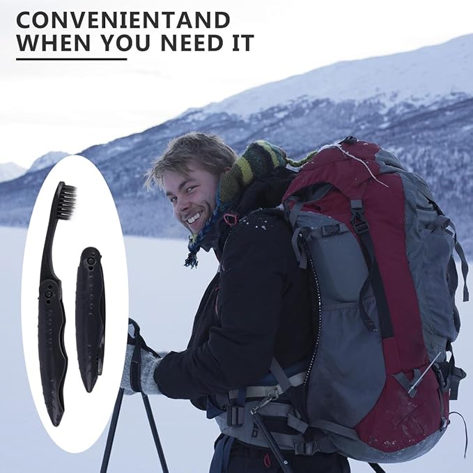 Yardwe 8PCS Folding Travel Toothbrush Portable Soft Bristle Charcoal Toothbrushes with Ergonomic Grip for Camping Travel and Daily Use