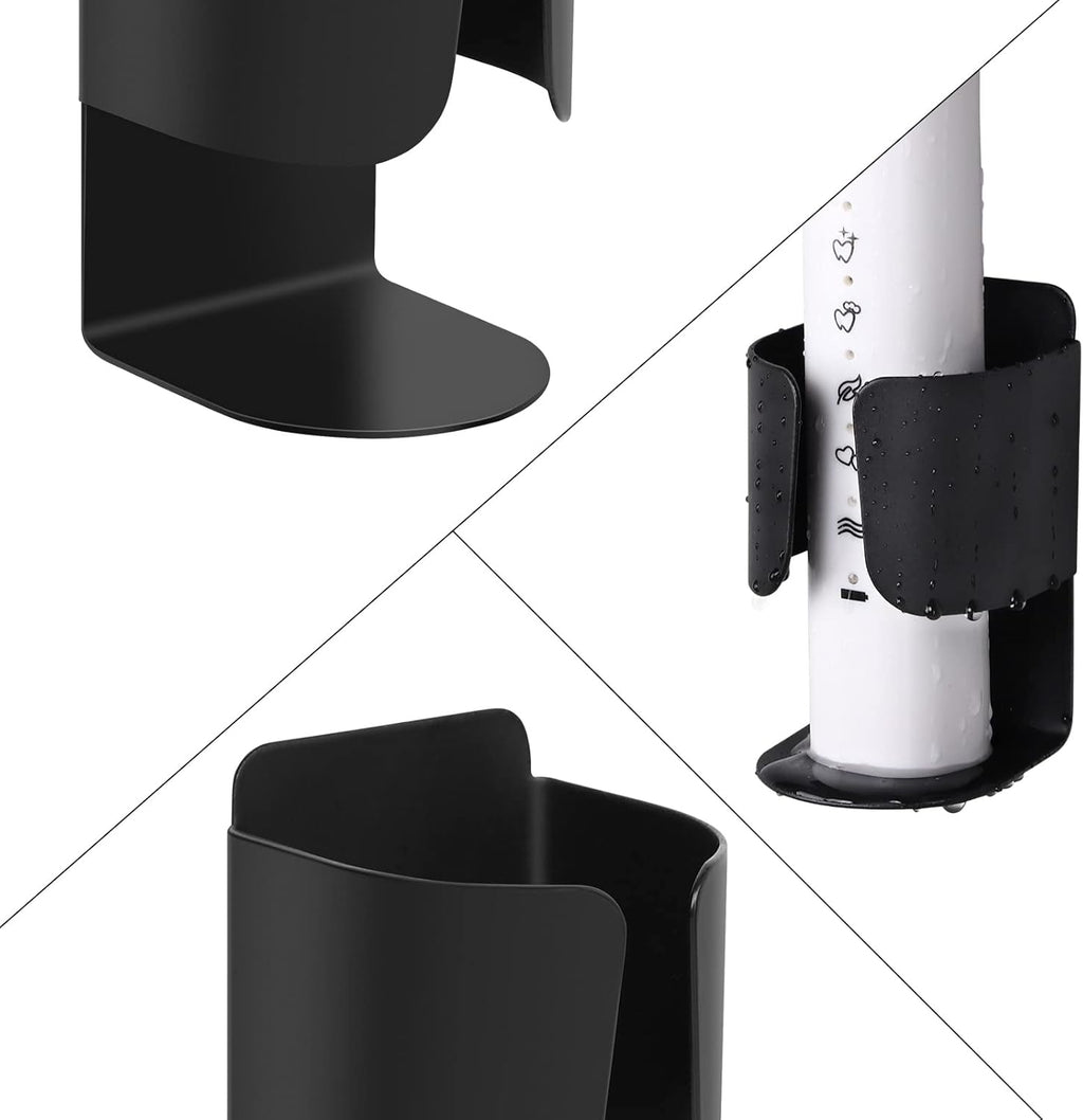 Electric Toothbrush Holder Wall Mount, 304 Stainless Steel Self-Adhesive Bathroom Organizer for Electric Toothbrush, Toothpaste & Face Wash–Space Saving, Waterproof, Holds Up to 10lbs (2 Pack, Black)