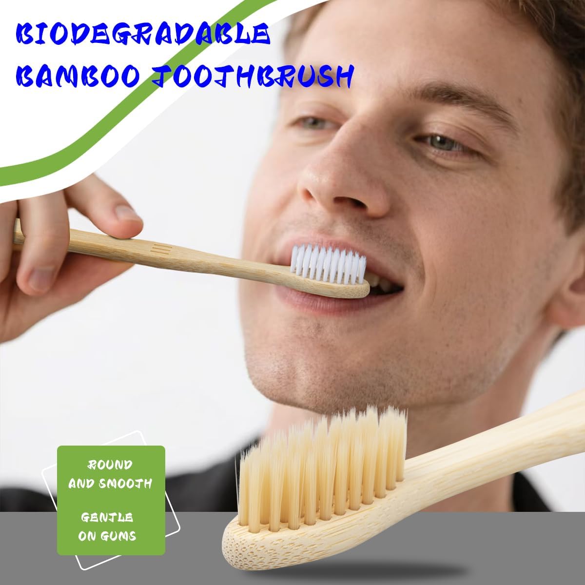 Bamboo Toothbrushes for Adults, BPA-Free Soft Tapered Bristles, Eco-Friendly Natural Organic Wooden Toothbrush, 10-Count Toothbrushes Travel Set