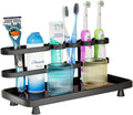 Toothbrush Holders for Bathrooms, Metal Electric Toothbrush and Toothpaste Organizer, Vanity Countertop Bathroom Accessories Organizer Storage, Black