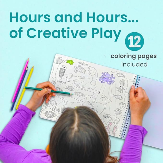 Cupkin Ocean Sticker Book Activity for Kids, Toddler Airplane Travel Essentials, 500+ Shark Stickers for Kids + 12 Scenes + 12 Coloring Book Pages, Deep Blue Sea Gift, Kid Crafts Ages 2-8