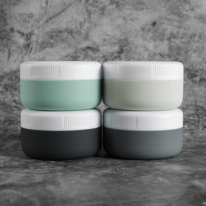 Travel Containers for Toiletries, Silicone Cream Jars BPA-Free, Leak-proof 1.35oz Travel Size Containers, Portable Size Silicone Jars with Lid for Cosmetic Face Hand Body Cream (4 Pack)