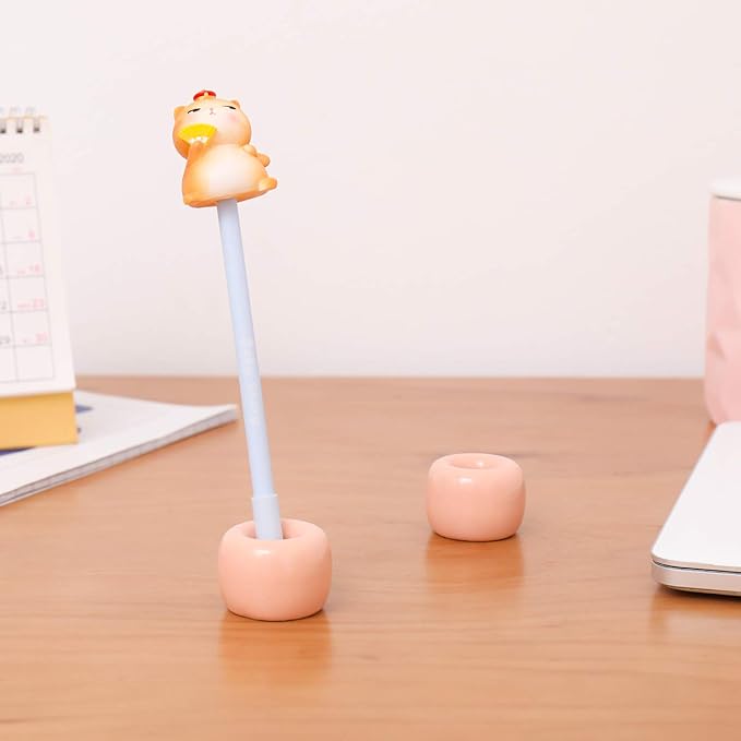 AirMoon Mini Ceramic Toothbrush Holder for Bathroom - Peach Small Countertop Organizer, Easy Clean Toothbrush Stand, Suit for Electric Toothbrush Head, Pens & Coffee Spoon, Pack of 2