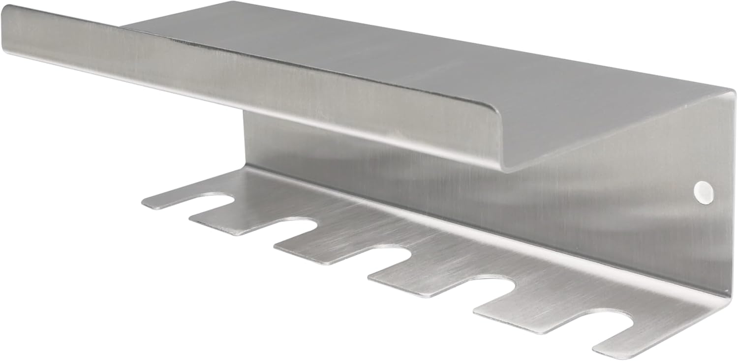 Stainless Steel Toothbrush Holder Wall Mounted - No Drill Bathroom Organizer with 3M Adhesive & Screws, 5-Slot Razor & Electric Toothbrush Holder, Rustproof for Wet Spaces (Silver, 18/8 304 Grade)