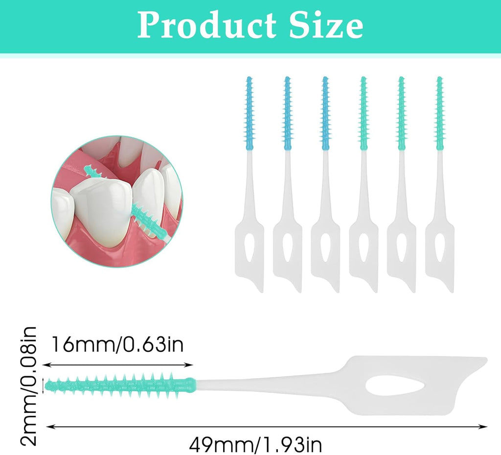 1440 Pieces Dual Purpose Toothpick, Dual-Use Interdental Brushes Soft Silicone Interdental Brushes Disposable Dental Picks Premium Dental Floss Picks 360° Bendable Braces Brush, with Carry Case