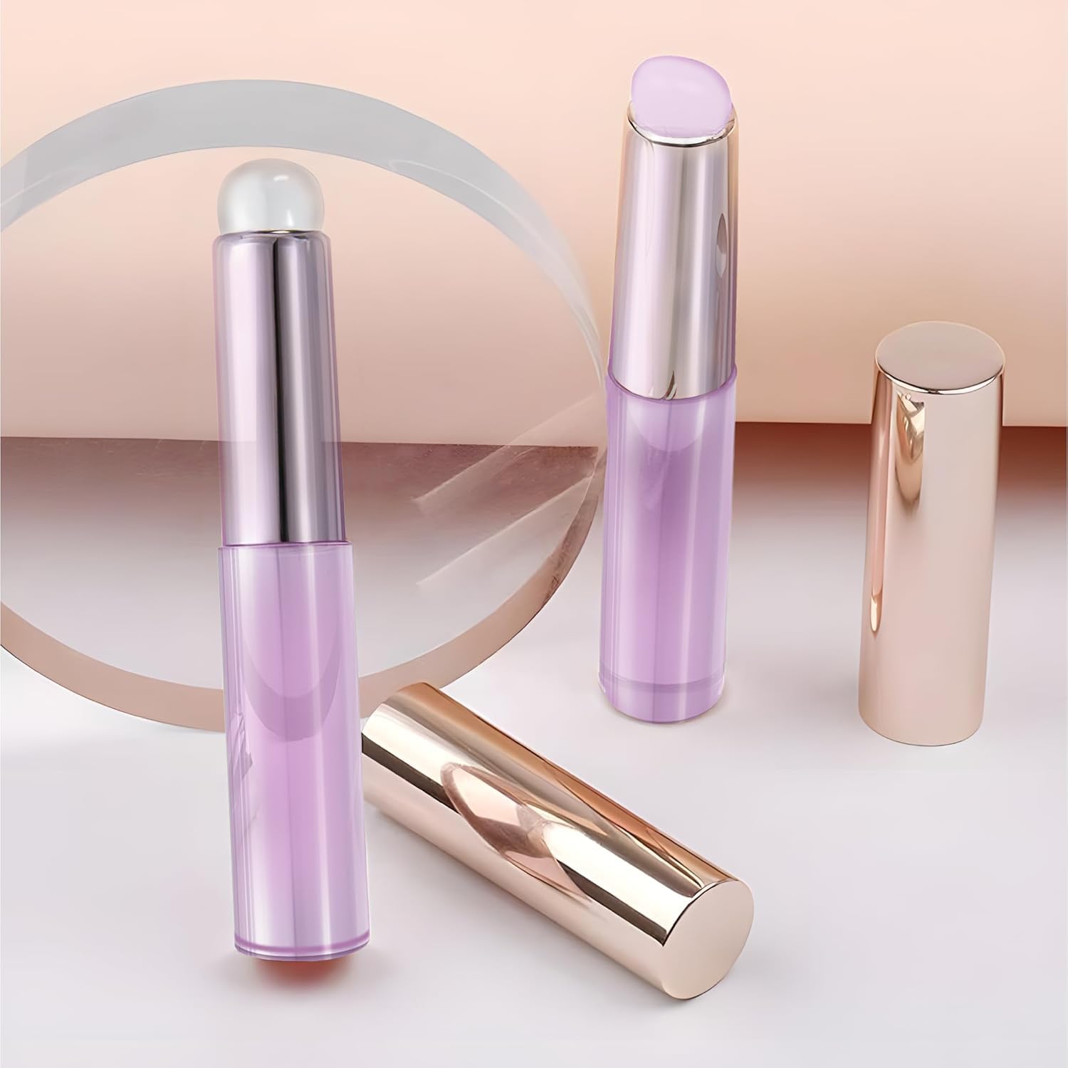 2pcs Silicone Lip Brush, Purple, Soft Silicone Material, Hygienic, Easy to Clean, Enhances Lip Care