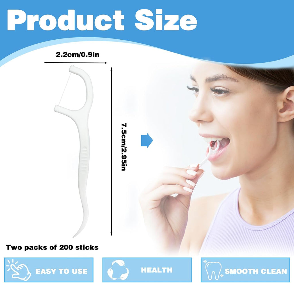 200 Count Tooth Floss Picks, Double Cleaning Tooth Picks Flossers with Bristles,Small Home Tooth Pick for Adult (200)