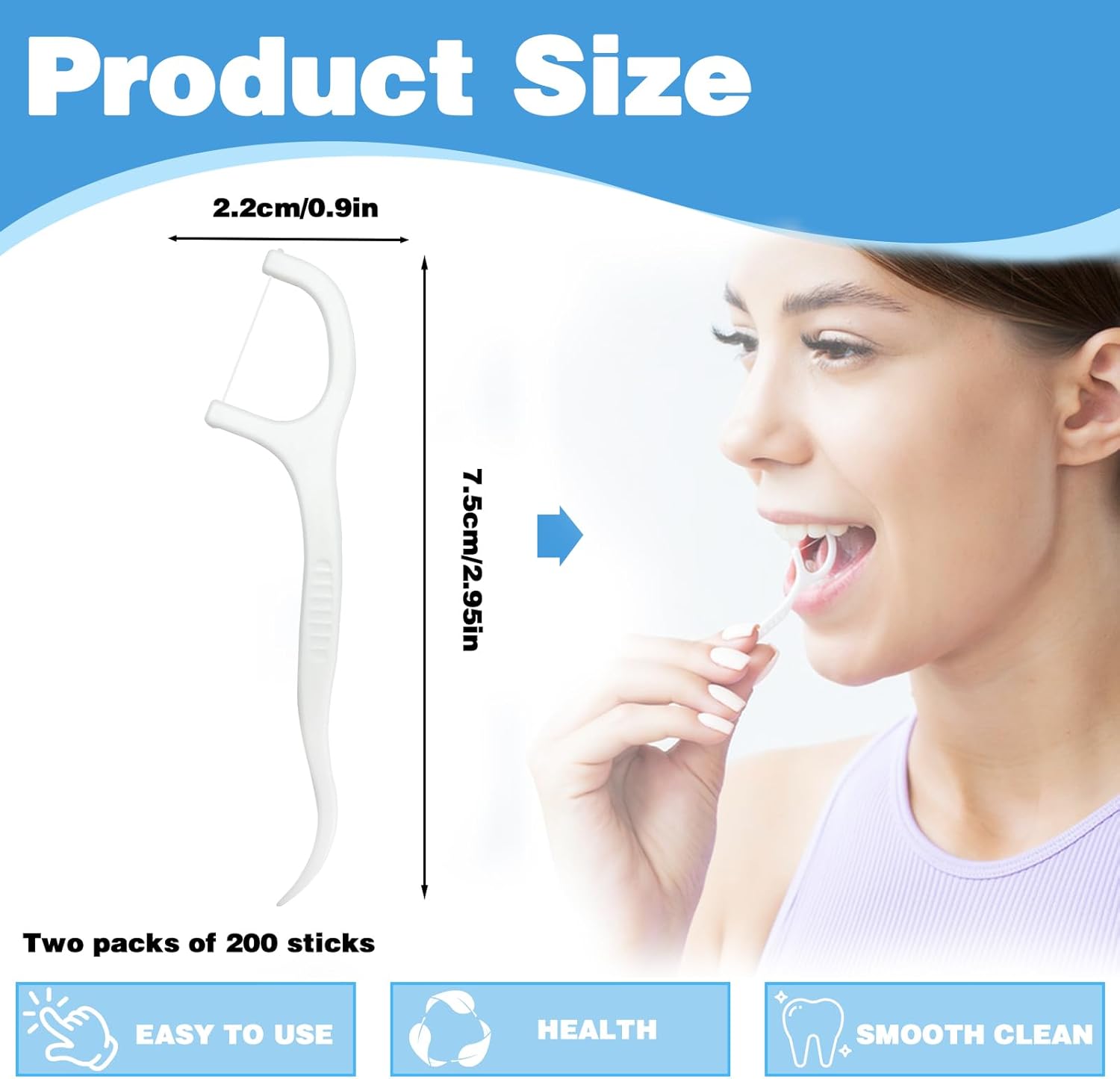 200 Count Tooth Floss Picks, Double Cleaning Tooth Picks Flossers with Bristles,Small Home Tooth Pick for Adult (200)