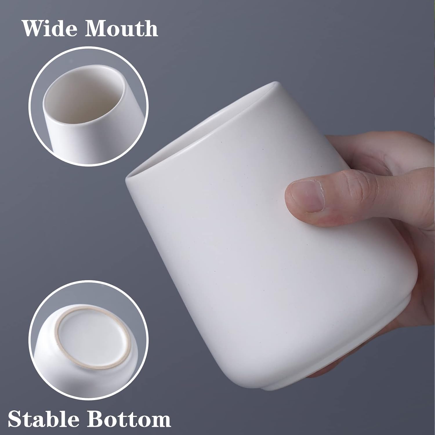 White Toothbrush Holder for Bathroom - 2Pcs Ceramic Tooth Brushing Holders Set, Toothbrush Cup & Toothpaste Organizer for Bathroom Countertop, Makeup Brush Holder, Pen Holder for Home Desktop Storage