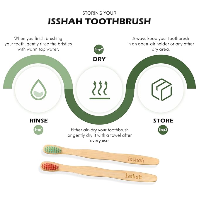 Kids Bamboo Toothbrushes Biodegradable Handle BPA Free Eco Friendly Children Size, Pack of 4