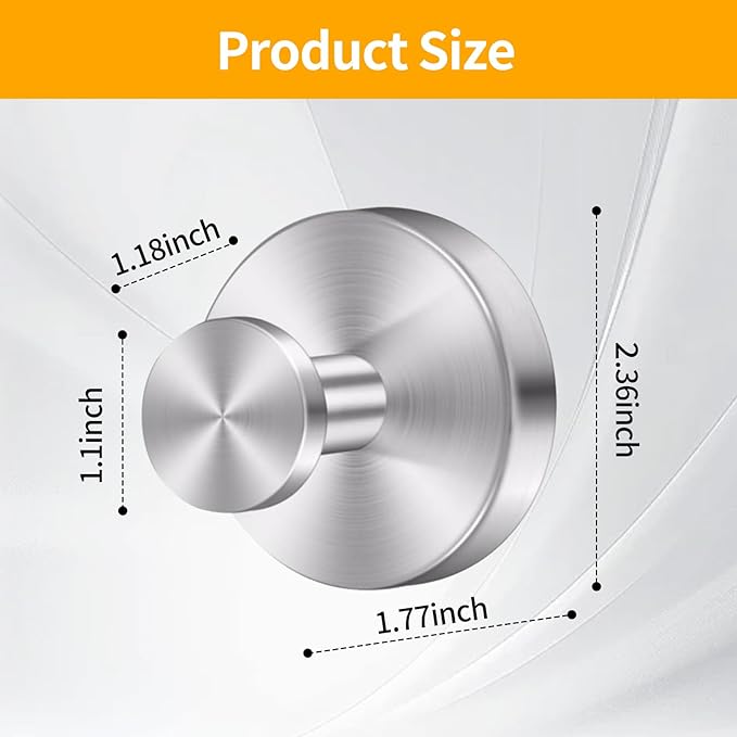 4 Pack Suction Cup Hooks, Removable Stainless Steel Drill-Free Heavy Duty Strong Suction, Reusable Waterproof Hooks for Bathroom Kitchen Mirror Tile Glass, Wall for Hanging Towels Keys