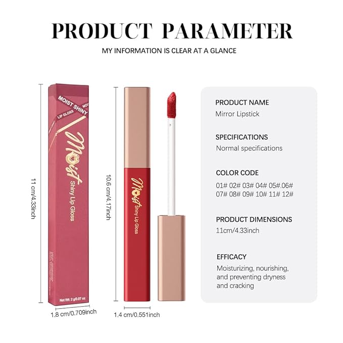 Lip Stain Hydrating High Shine – Lightweight Non-Sticky Glossy Lip Tint, Mirror Shine Moisturizing Lip Makeup for Plump & Full Lips, Long-Lasting Rich Color Lip Glaze, Soft Smooth Lip Gloss 11#