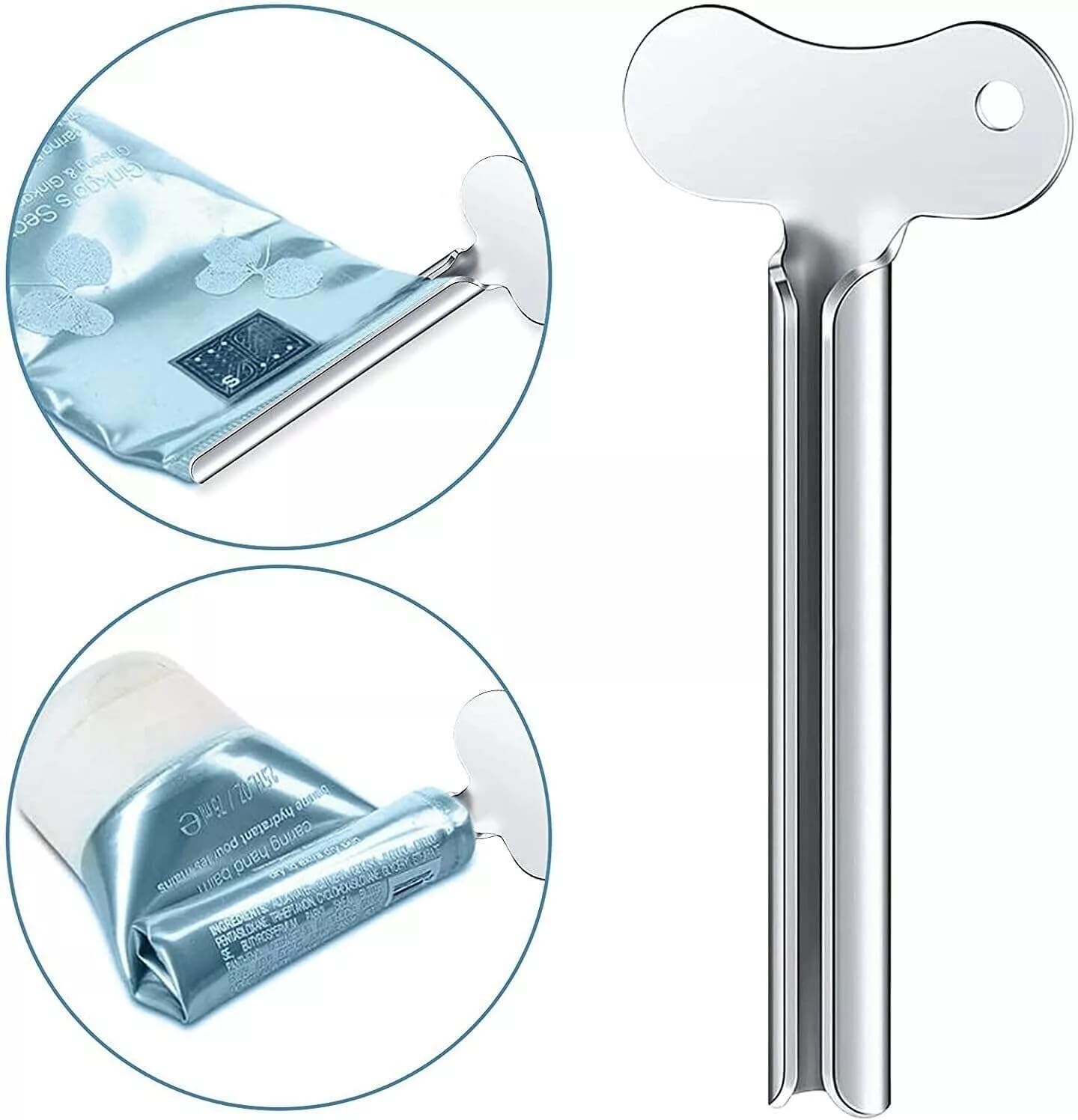 2Pcs Stainless Steel Toothpaste Squeezer, Metal Tube Squeezer Keys Tube Roller Dispenser Tube Wringer Key for Toothpaste Cosmetic Hair Dye Paint Squeezer Hand Cream