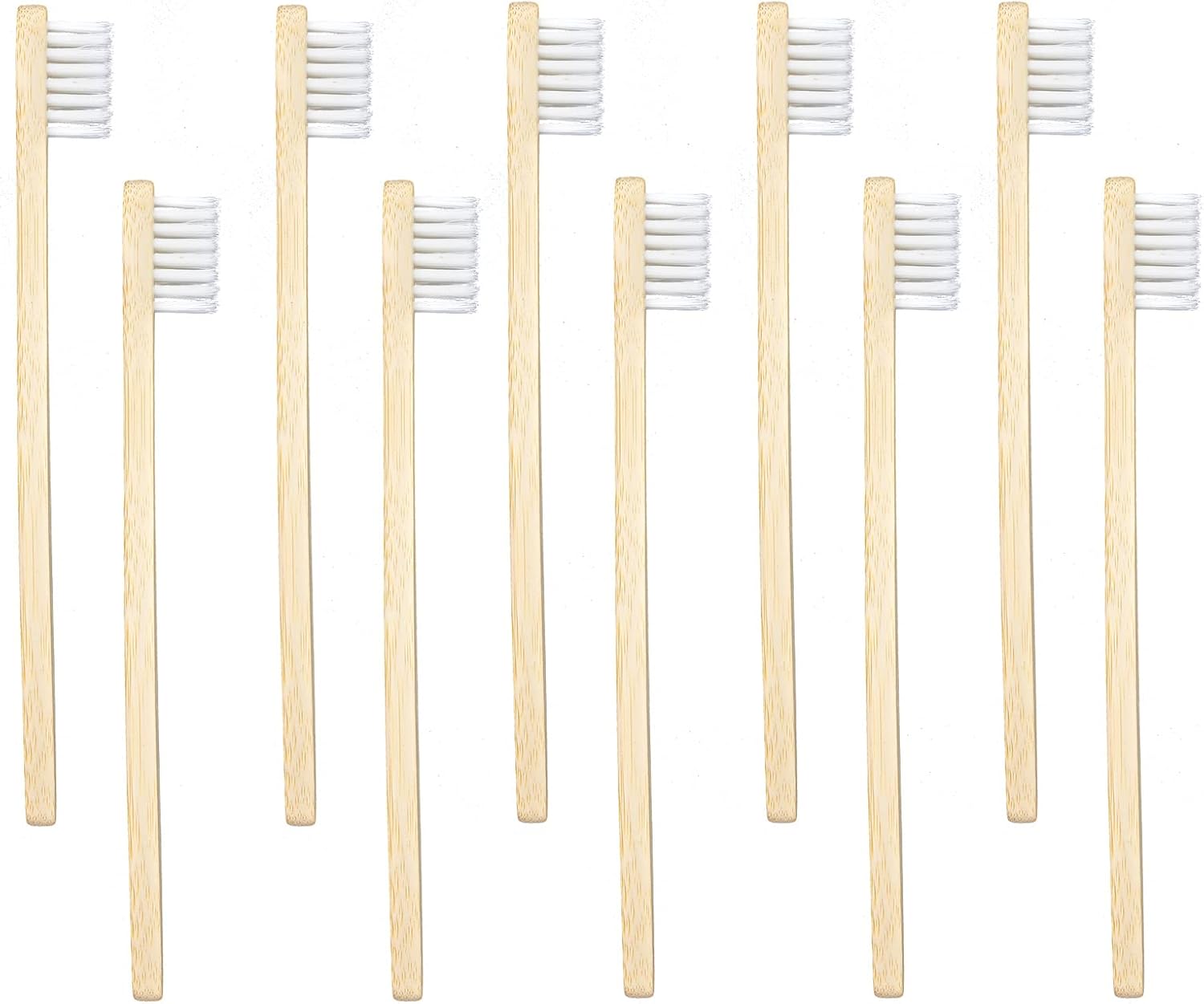 SEVENHEAD 10 PCS Kids Bamboo Toothbrushes Soft Bristles Wooden Toothbrushes, Natural Biodegradable BPA Free Eco Friendly Toothbrushes White