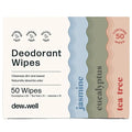 Dew Well Refreshing Deodorant Wipes, Refresh Body Deodorant Wipes, A Fresh Start When You’re On the Go, Aluminum, Paraben, and Sulfate Free, Variety Pack (Tea Tree, Eucalyptus, Jasmine)