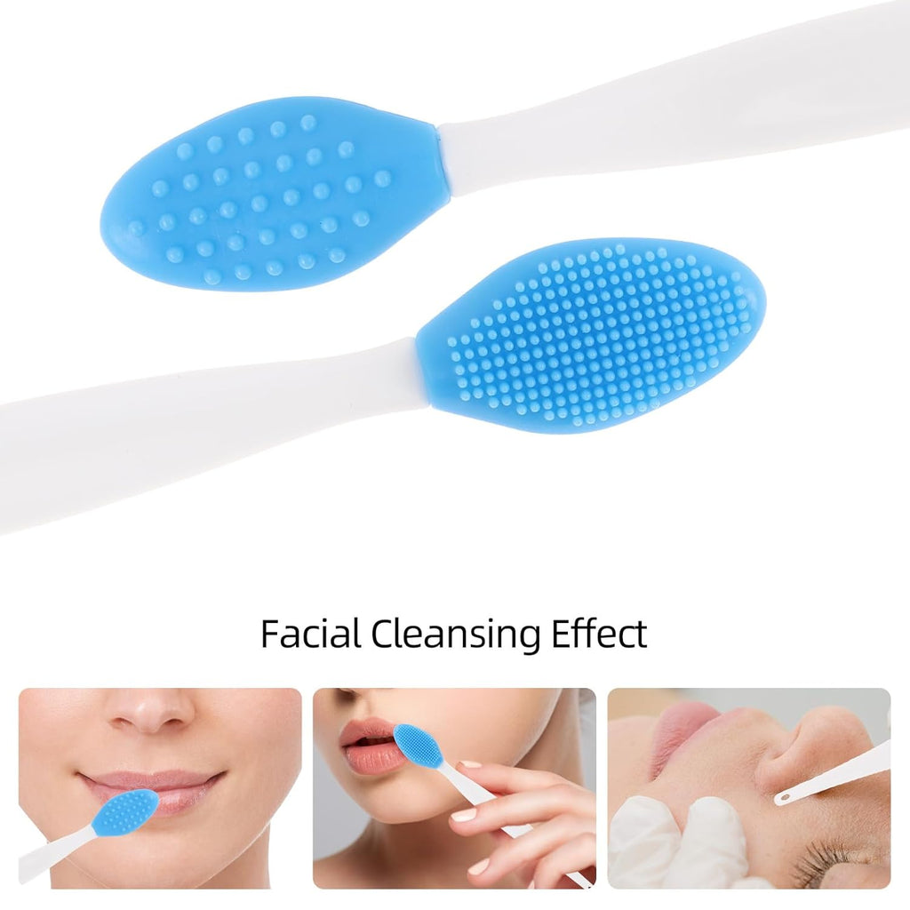100 Pack Silicone Scrub Lip Brush, Double Side Lip Exfoliating, Nose Clean Blackhead Removal Brushes With Lip Exfoliator Scrubber Tool Wash Face Cleansing Brush