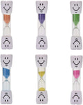 2 Minute Sand Timer Set for Brushing Teeth Pack of 6 Colorful Smiley Hourglass Timers
