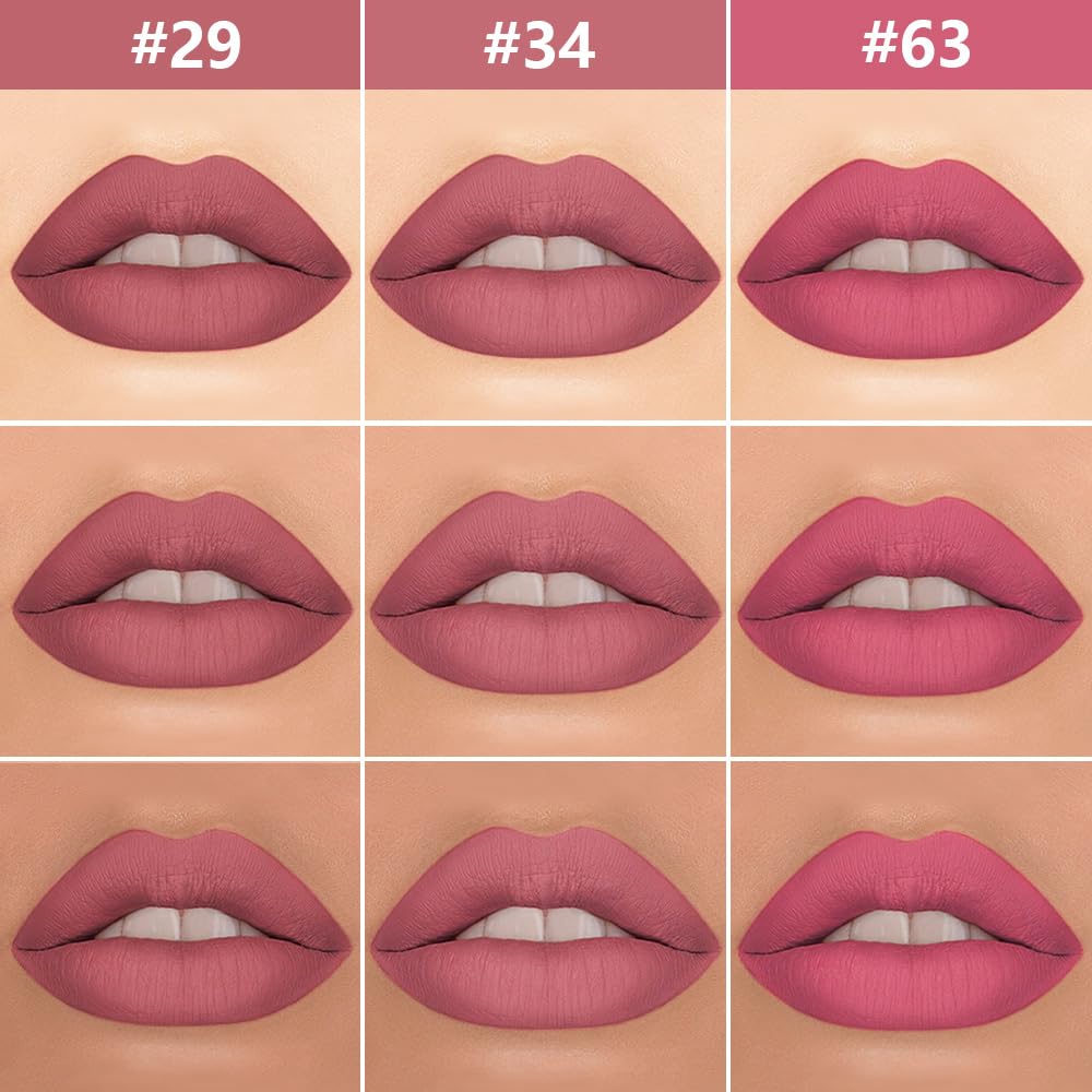 evpct 3Pcs Antique Rose Nuetral Hot Mauve Matte Lip Liner & Liquid Lipstick Stain Makeup Set for Women, Lip Liner Stain Long Lasting Waterproof Smudge Proof, Cruelty Free Lip Makeup 24 hours originale