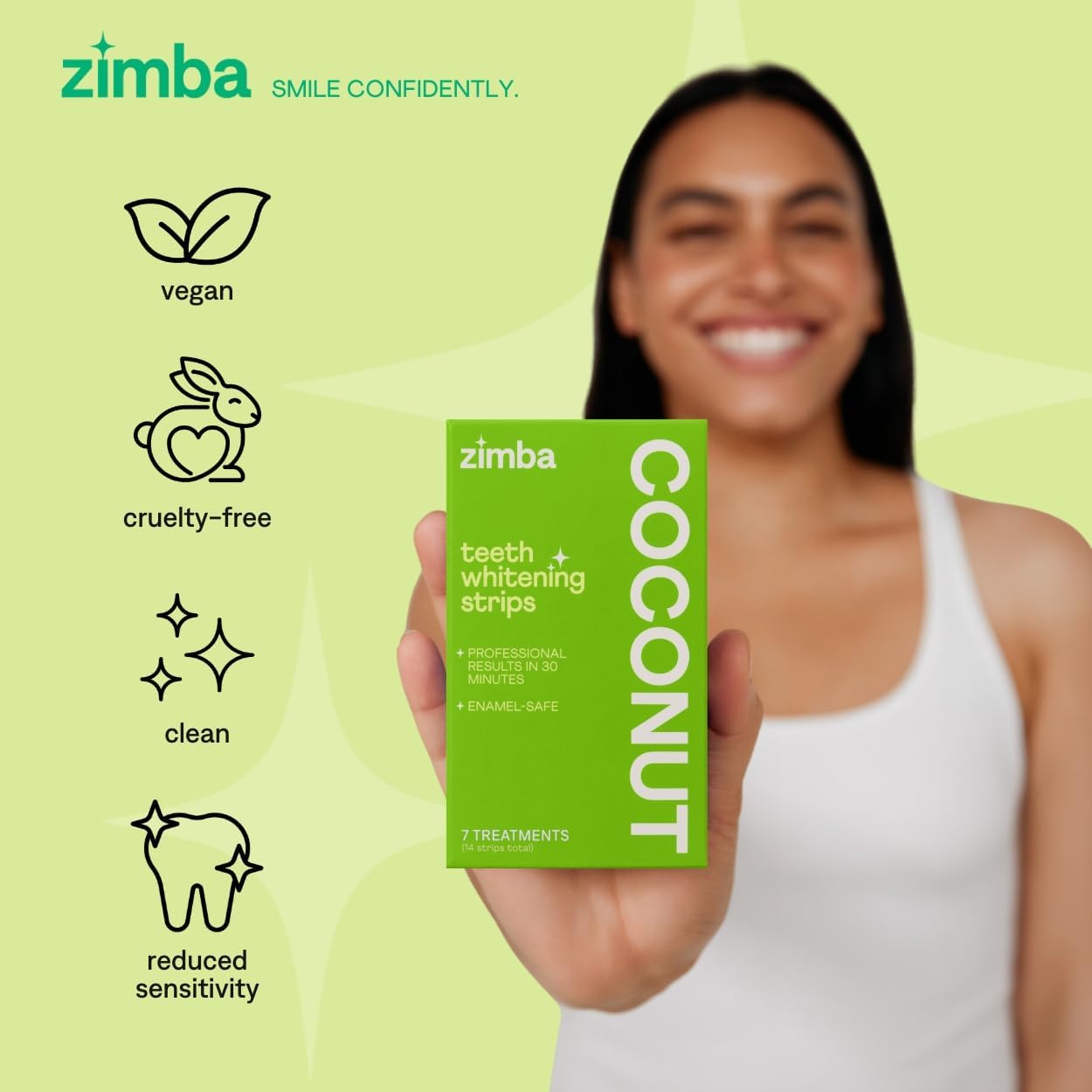 Zimba Coconut 2PK Teeth Whitening Strips for Teeth Sensitive, White Strips for Teeth Whitening, Teeth Whitener Stain Remover 28 White Strips Included Per Pack, 28 Day Treatment
