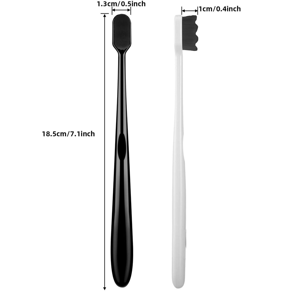 Patelai 8 Pcs Extra Soft Toothbrush Micro Nano with 20, 000 Ultra Soft Bamboo Charcoal Bristles for Adult, Sensitive Gum, Brace and Gum Recession(Black, White Handle with Black Bristle)
