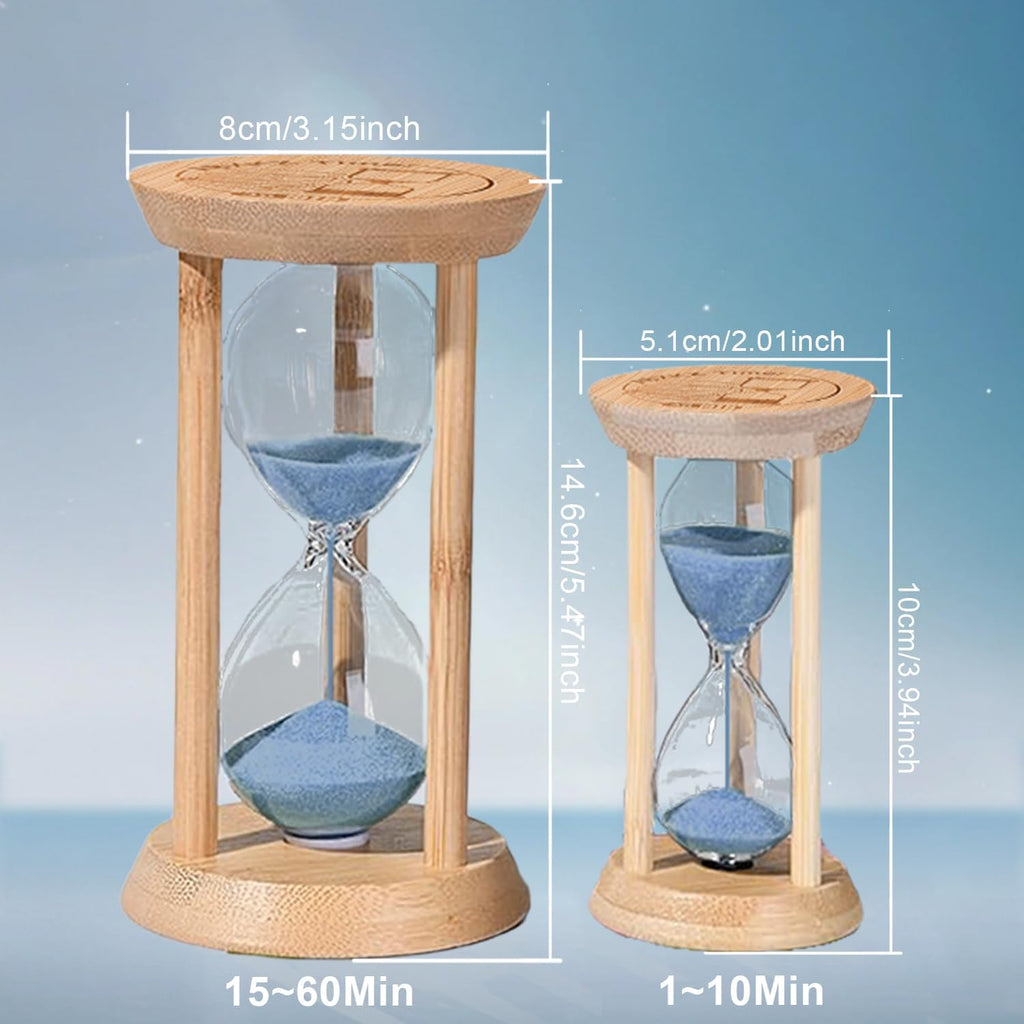 Wooden 5 Minute Sand Timer,Bamboo Hourglass,Blue Sandglass Timer,reloj de Arena- Decorative Timer for Classrom,Office,Cooking,Baking,Game,Desk Decor & Gift