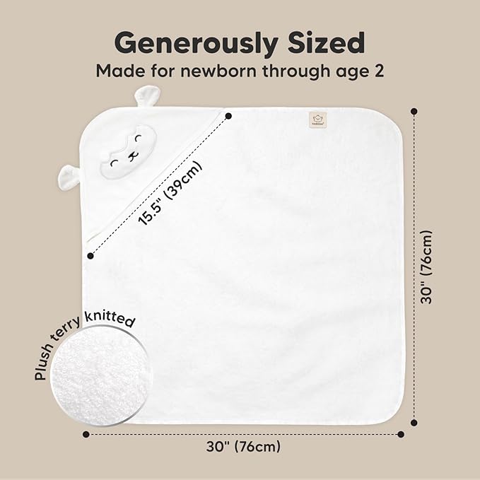 KeaBabies Hooded Baby Towel for Newborn - Viscose Derived from Bamboo Large Baby Bath Towels with Hood for Boys, Girls, Toddler, Extra Absorbent & Soft Newborn Bath Essentials (Lamb, Petite)