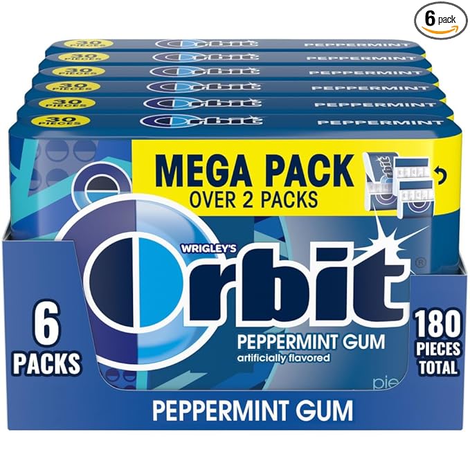 ORBIT Peppermint Sugar Free Chewing Gum - Chewing Gum Bulk Pack, 32.1 oz, 30 Count (Pack of 6)