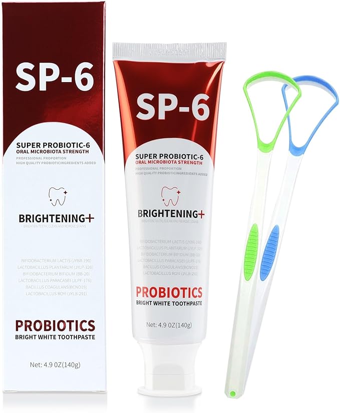 SP 6 Probiotic Whitening Toothpaste - Upgraded Formula for Whiter Teeth, Fresh Breath & Healthy Gums