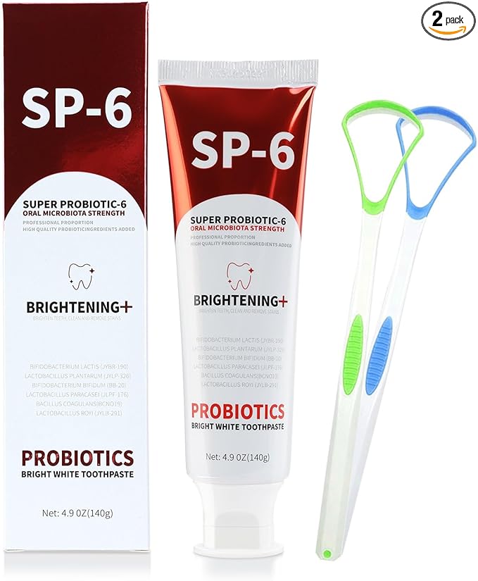 SP 6 Probiotic Whitening Toothpaste - Upgraded Formula for Whiter Teeth, Fresh Breath & Healthy Gums