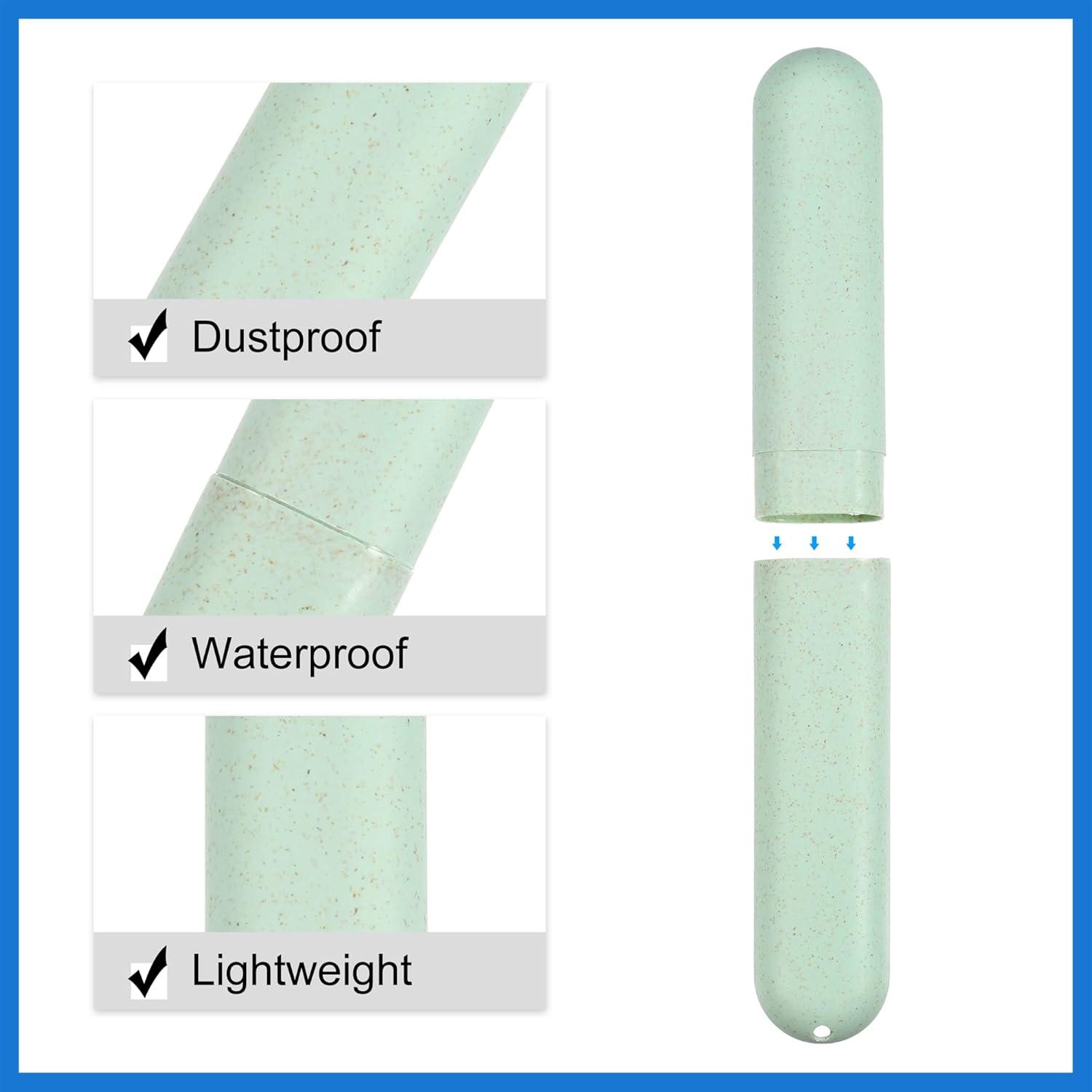 2pcs, Traveling Toothbrush Holders Case, PP Toothbrush Case for Travel Business, Green, Blue, 8.07''x1.22''x0.83'' Routine