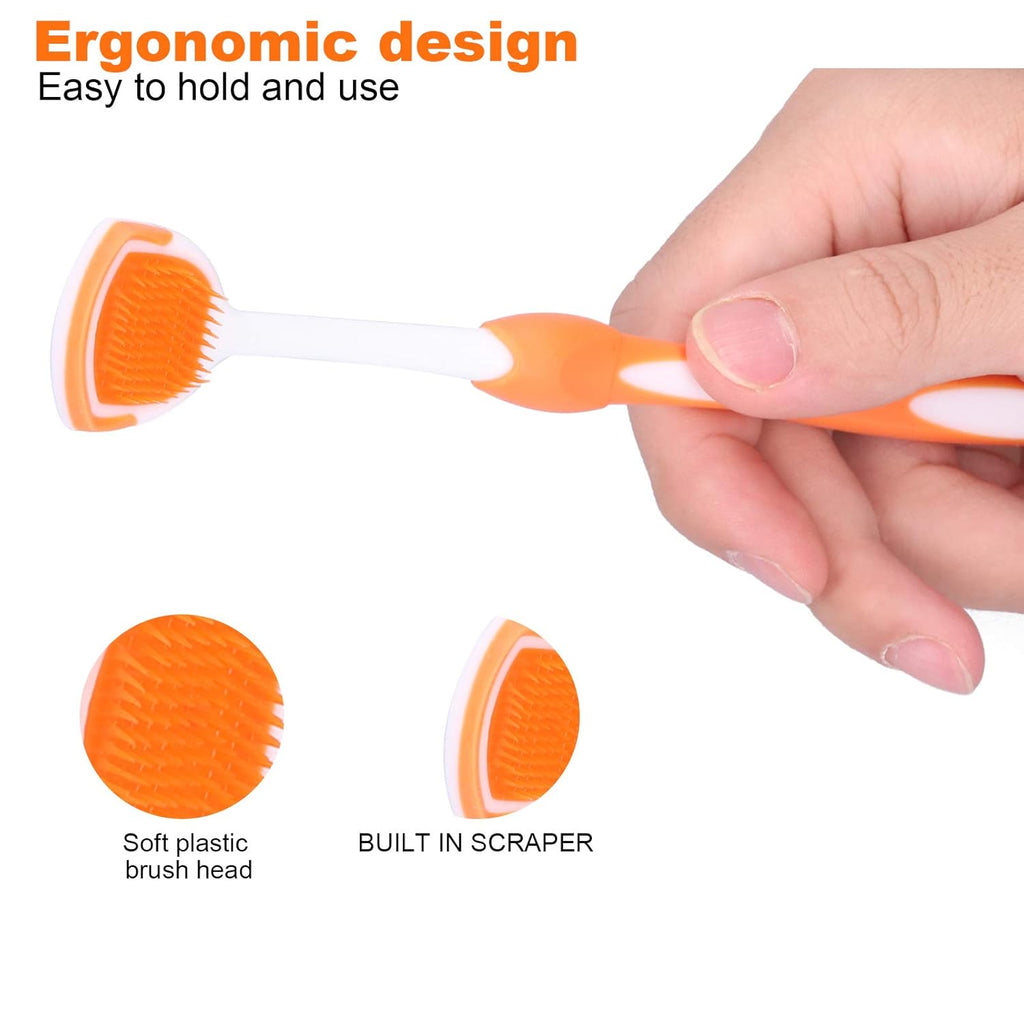 ZJchao 4Pcs/Set Tongue Scraper, Tongue Cleaning Brush Care, Plastic Travel Portable Freshen Tongue Brush Cleaner for Oral Care