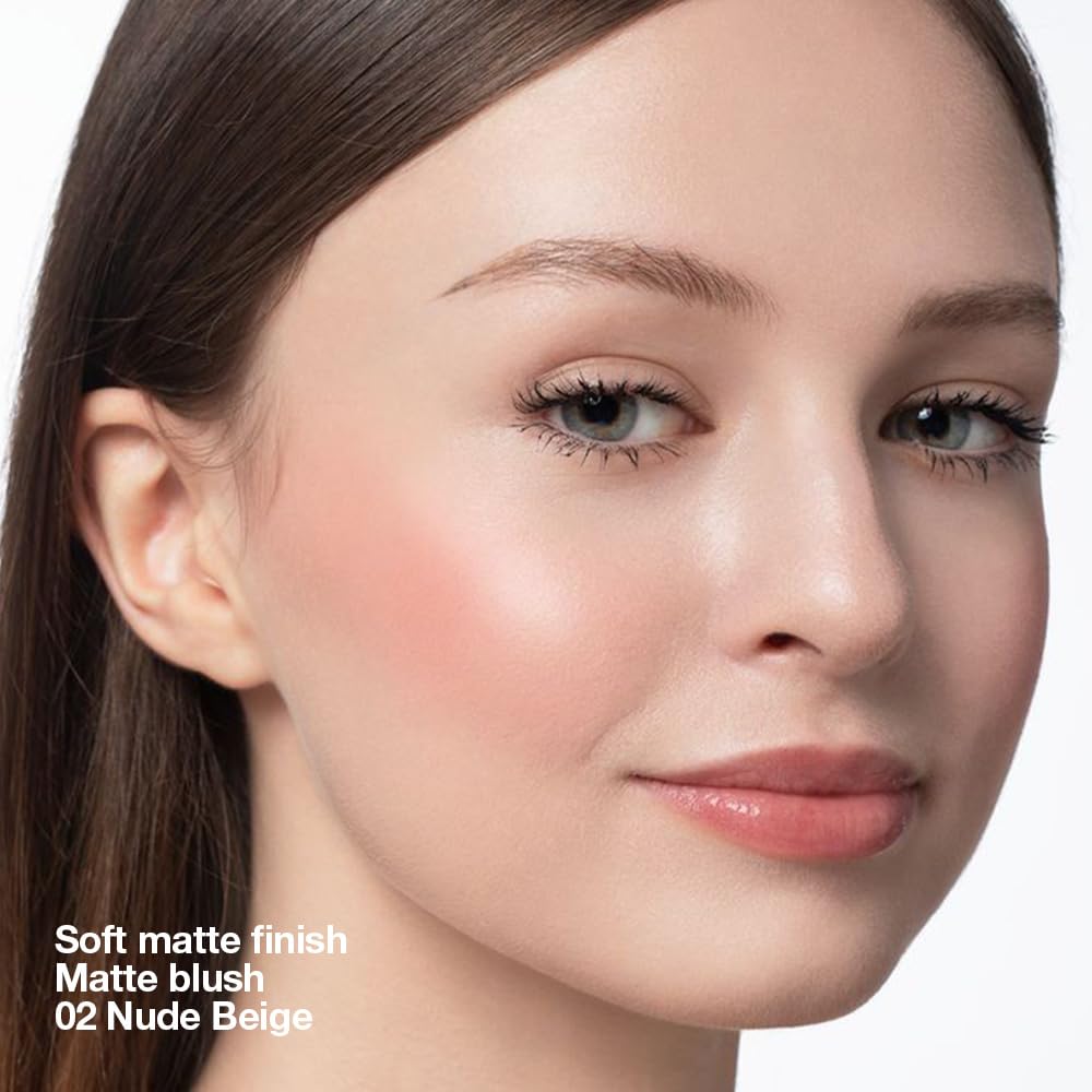 Single Nude Beige Matte Powder Blush Palette Face Makeup, Blush for Looks Younger Cheeks, Monochrome Cream Blushes Lightweight Long Lasting, Blush for Women All Skin Tones Paleta de, 02