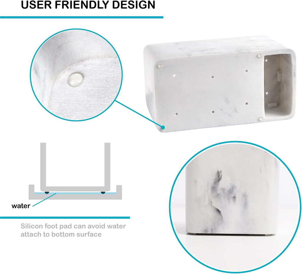 ZCCZ Marble Look Toothbrush Holder for Bathroom Countertop Organizer, Holds Toothpaste, Dental Floss, Razor, Comb, Makeup Brushes, and More, Stylish Bathroom Accessory for Tooth Brushing Essentials