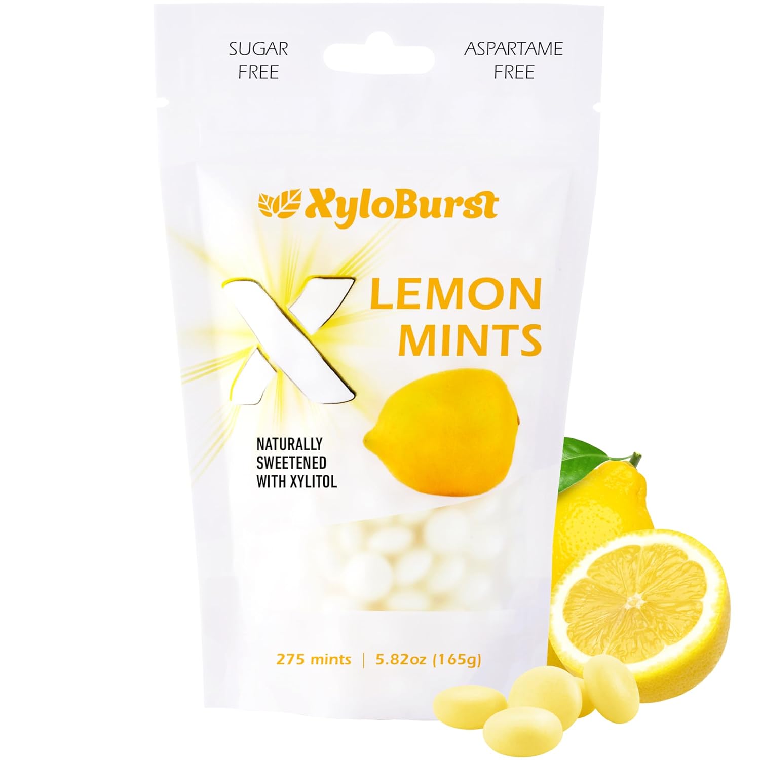 XyloBurst - Xylitol Mints | Sugar Free Breath Freshener for Oral Health | Gluten Free, Vegan, Keto Friendly | Aspartame Free | Lemon | 275 Count