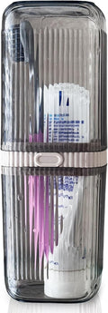 Toothbrush Travel Case, Portable Travel Toothbrush Holder, Large Tooth Brush Travel Case, Travel Toothbrush &Toothpaste Container for Trip, Gym, Hiking, Camping and Bathroom (Clear Grey)
