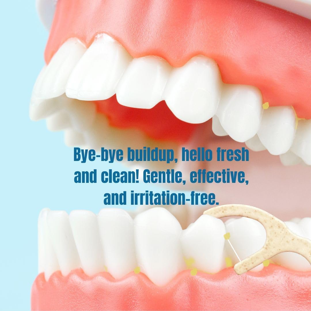 Plant Based Floss Picks(220pcs) with Travel Case- Planet-Friendly Thin Single Thread Dental Picks, Shred-Resistant- Easy Glide for Plaque Removal & Gentle on Gum -Oral Care for Adults & Kids