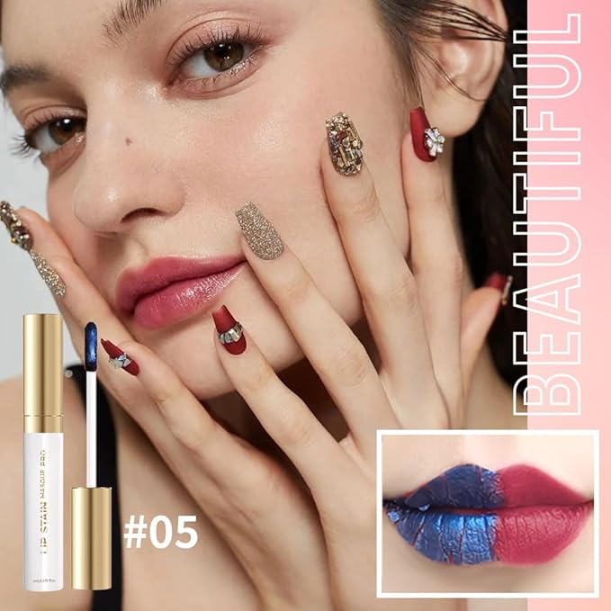 Lip Stain Peel Off – Wipe-Off Lip Stain Tattoo | Long Lasting Waterproof Lip Tint, High-Pigment Matte Lip Color, Smudge & Transfer Proof Lip Stains Masque, Kiss-Proof All-Day Lip Makeup 05#