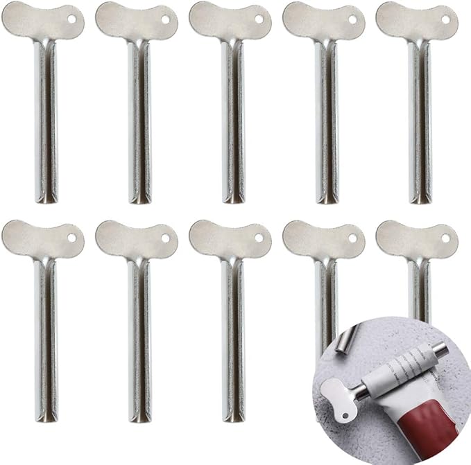 Luckycivia 10 Pcs Stainless Steel Toothpaste Tube Squeezers, Metal Toothpaste Dispenser Squeezers for Bathroom