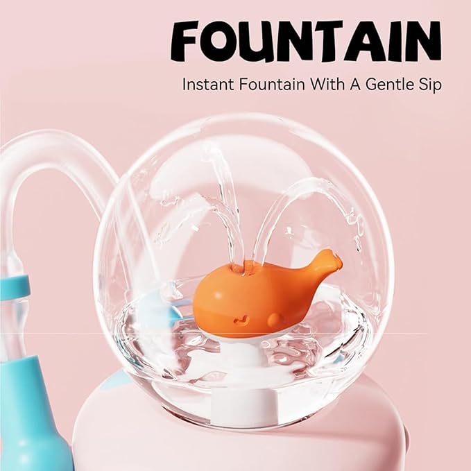 Drinking Cup With Whale Squirt, 24oz Whale Water Bottle with Handle, Insulated Stainless Steel Whale Water Cups With Two Silicone Soft Tip, Leak-Proof Whale Fountain Bottle for Kids Teens (ZBrown)