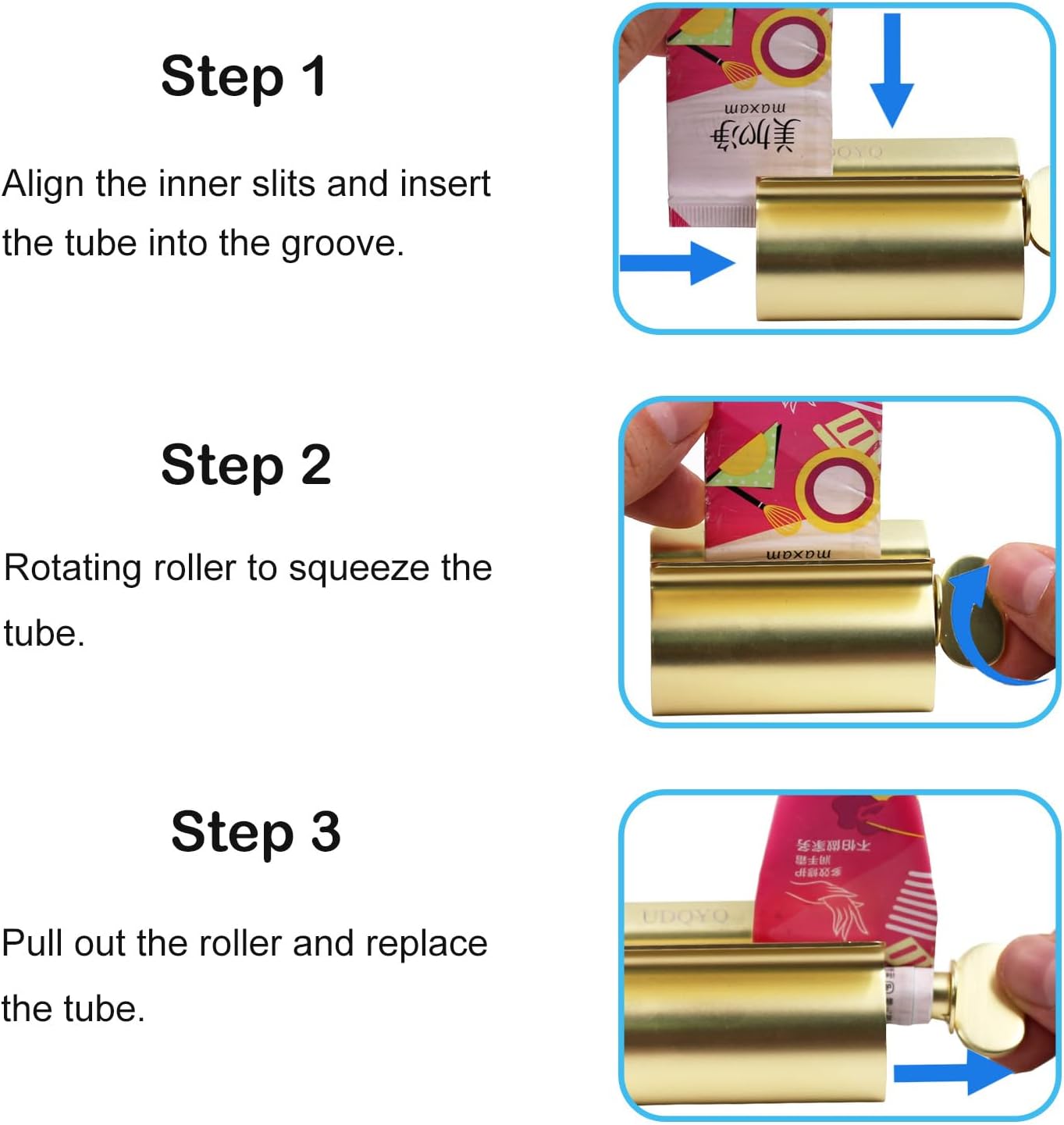 Toothpaste Squeezer - Metal Tube Squeezer Stainless Steel Tube Wringer UDQYQ Toothpaste seat Holder Stand (Matt Gold)