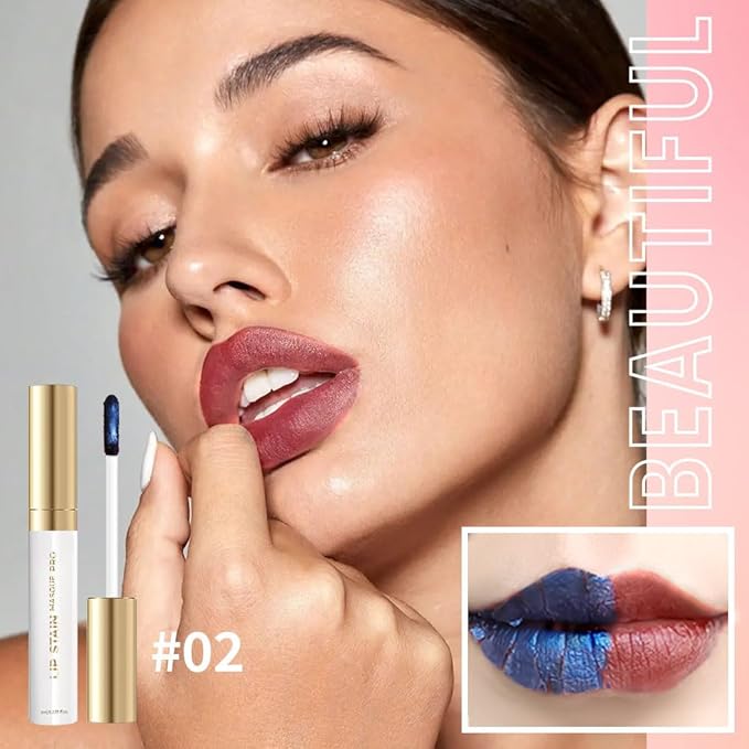 Lip Stain Peel Off – Wipe-Off Lip Stain Tattoo | Long Lasting Waterproof Lip Tint, High-Pigment Matte Lip Color, Smudge & Transfer Proof Lip Stains Masque, Kiss-Proof All-Day Lip Makeup 02#