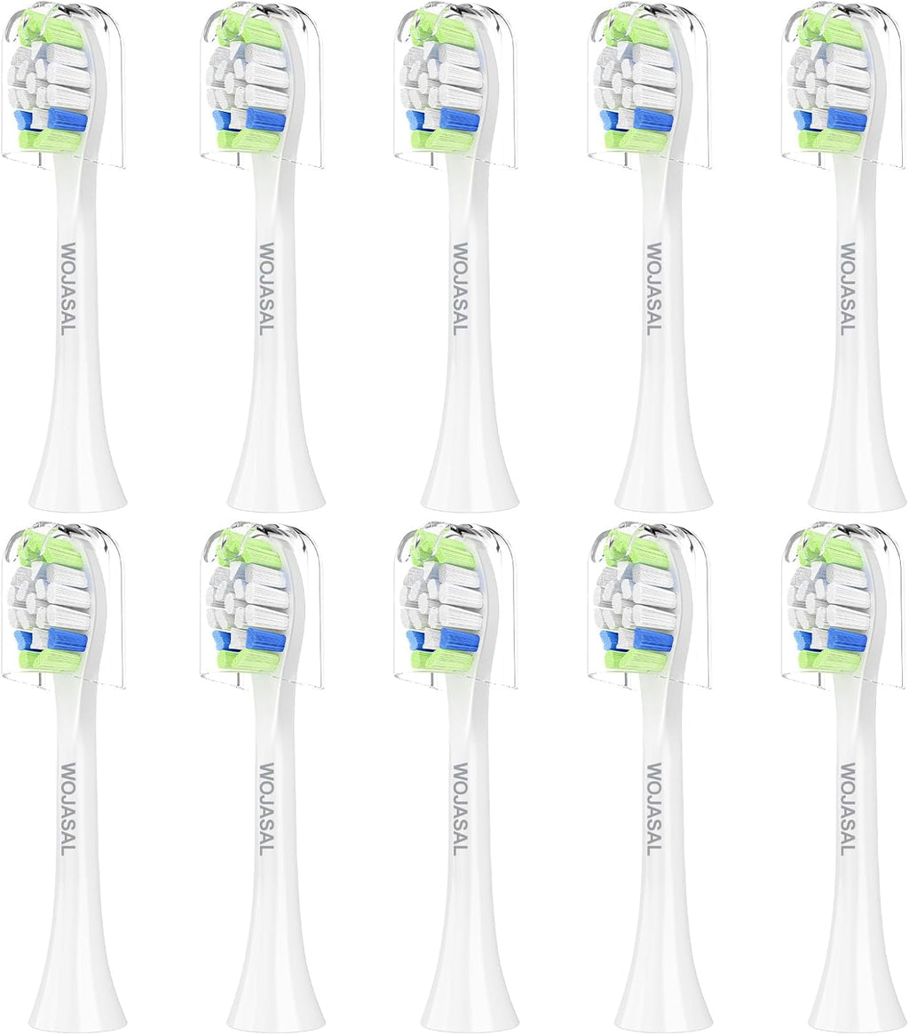 Replacement Toothbrush Brush Heads Compatible with Philips Sonicare Electric Toothbrushes with Click-on System Dupont Bristles for Optimal Plaque Remove, Pack of 10, White