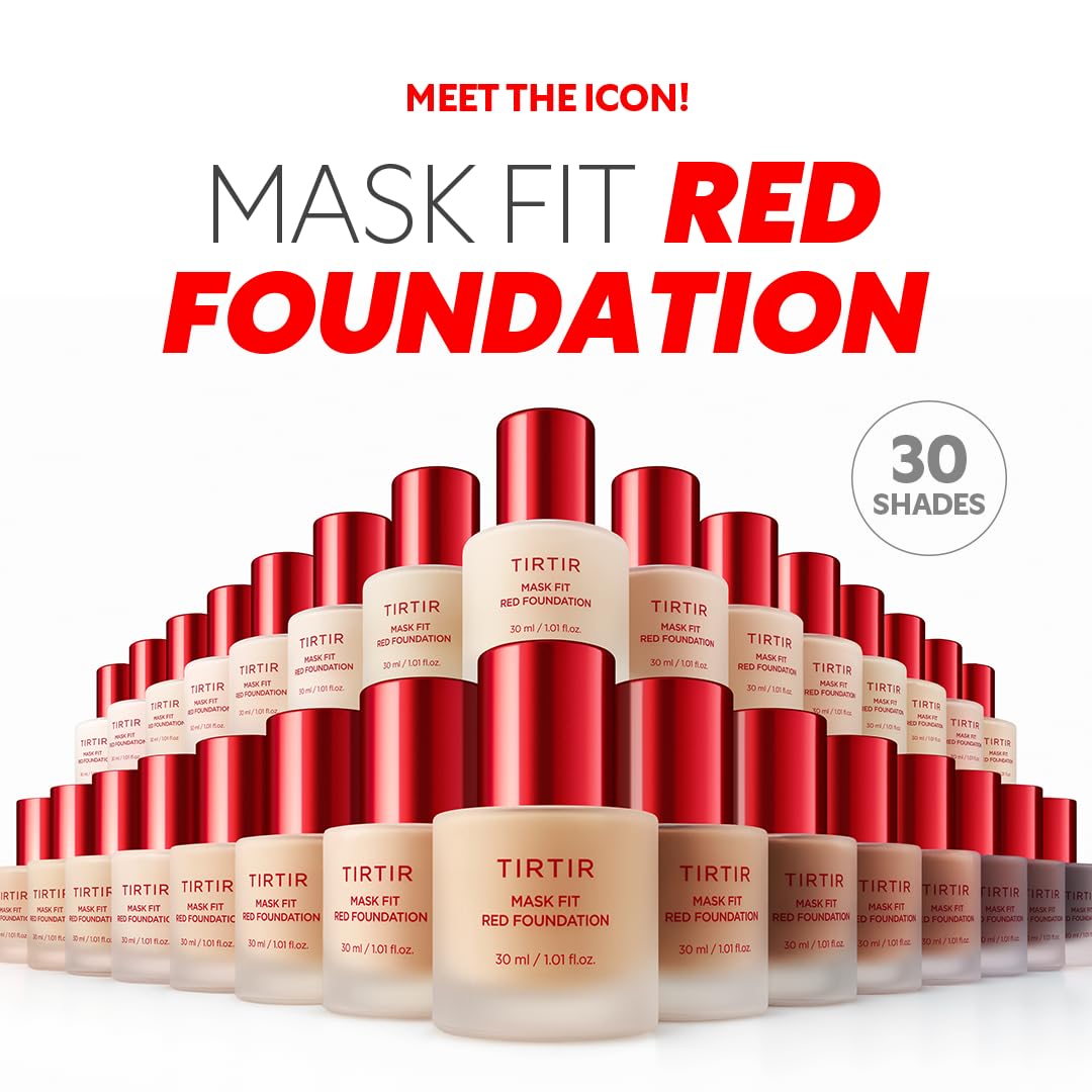TIRTIR Mask Fit Red FoundationㅣLong Lasting Flawless Coverage, Energy Essence, Lightweight, Hydrating, Pore-Blurring, Breathable Satin Finish, Makeup, Radiant Skin, #17N Vanilla, 1.01 Fl Oz