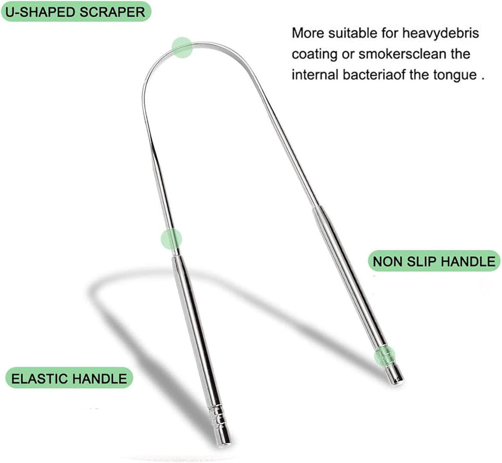 3 Packs Tongue Scraper Kit Stainless Steel Tongue Cleaner Tongue Brush for Reduce Bad Breath and Fresh Breath (Silver)