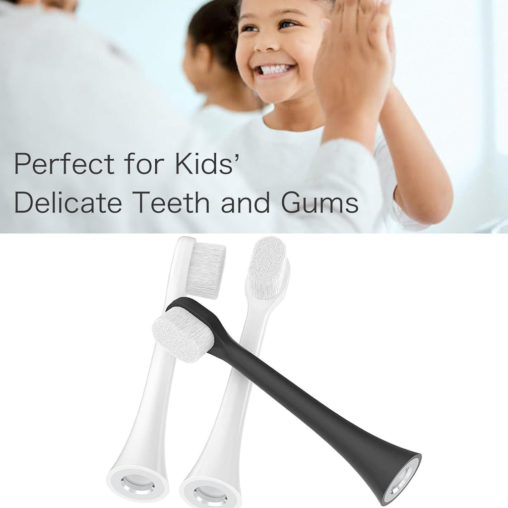 Replacement Brush Heads for Kids Compatible with Philips Sonicare, Extra Gentle 80μm Micro Bristles for Deep Cleaning & Gum Protection, High-Density Soft Brush for Ages 2–10, 3 Pack with Covers