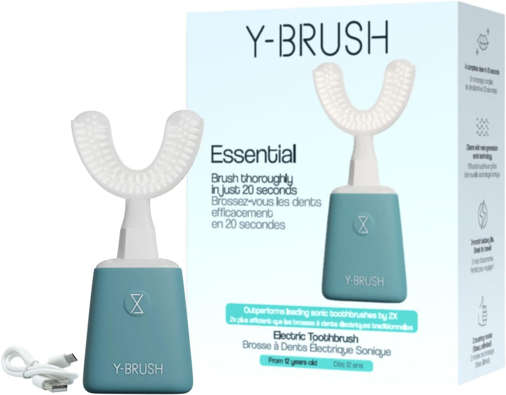 Y-Brush New 2025 Essential - Sonic Electric Toothbrush - 3 Months Battery Life with USB-C - 2 Brushing Modes - Clinically Proven - Adult