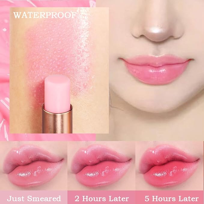 BINGBRUSH Peach Color Changing Lipstick,Lip Stain Long Lasting waterproof color changing lip gloss magic Moisturizer Lip Care Lip Balm Magic Lip Gloss Lip Tint Stain Gloss Set for Women (6Pcs)