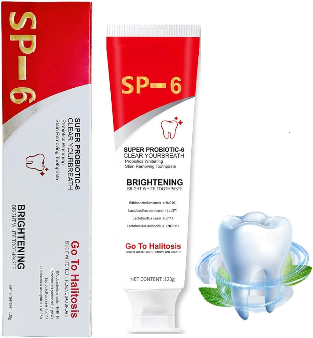 SP-6 Probiotic Whitening Toothpaste, Fresh Breath Deep Cleaning Care Gum Health.(1Pcs)