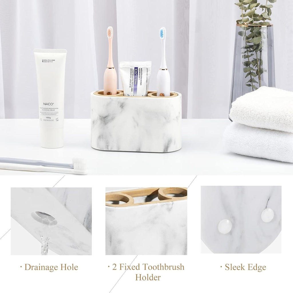 Shinowa Toothbrush Holder,Premium Toothbrush Organizer,Bathroom Storage Organizer for Electric Toothbrush, Toothpaste, Razor, Comb, Gravel White